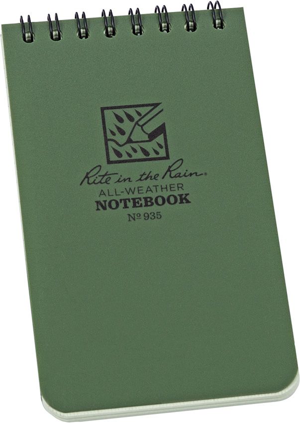 Rite in the Rain Top Spiral Notebook, 3" x 5", Green
