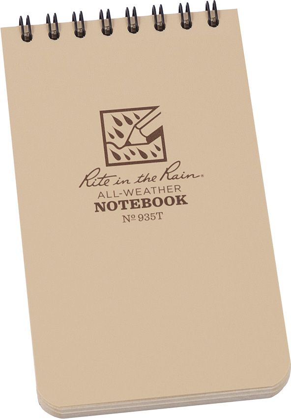 Rite in the Rain Top Spiral Notebook, 3" x 5", Tan