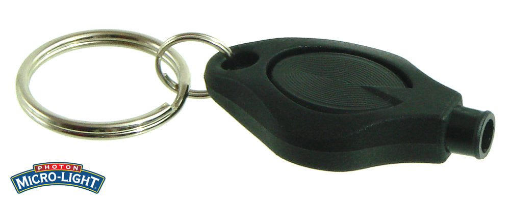 Photon Micro-Light LED Keychain Flashlight, Black w/ Covert Lens, Red Beam
